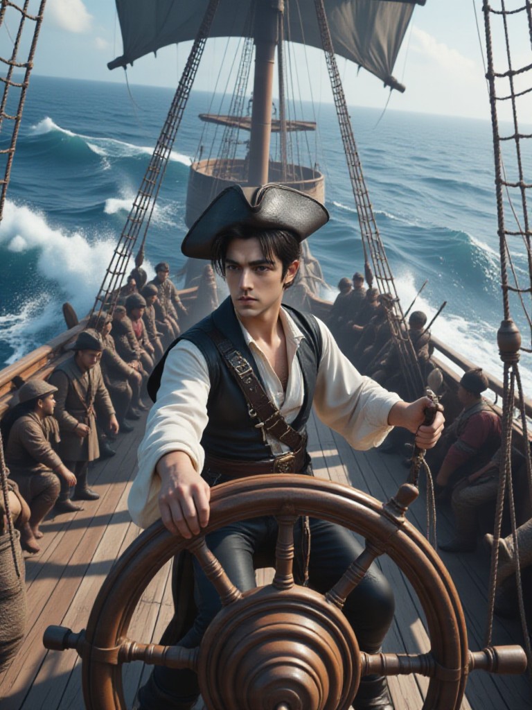 AI Animated version of 'Captain of the Stormy Seas' image