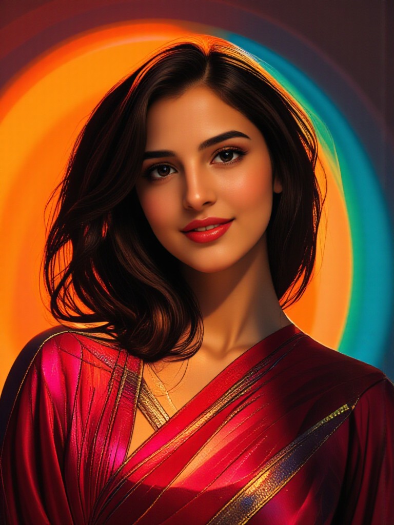 Beautiful woman in red image