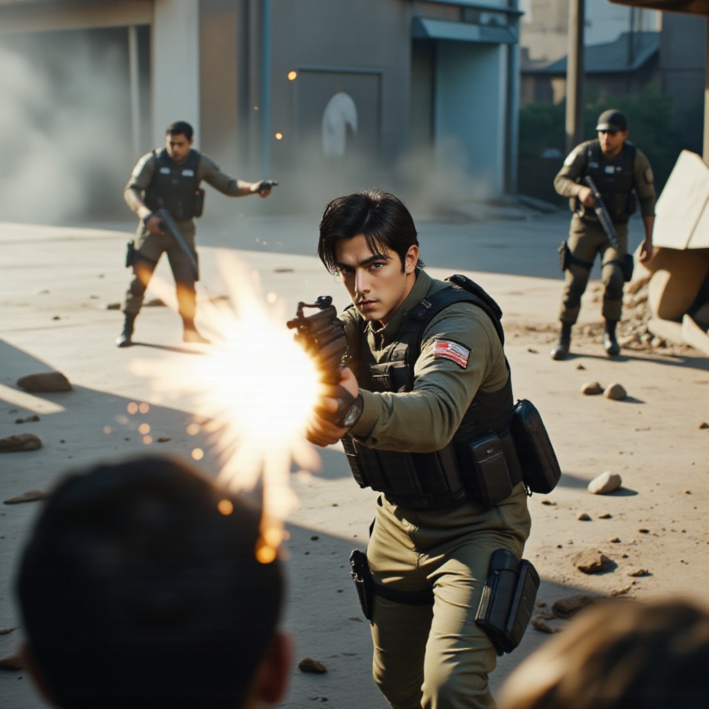 AI Animated version of 'Zero Distance Raid'/'Point Blank Fury' image