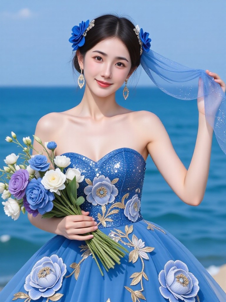 Blue wedding dress image