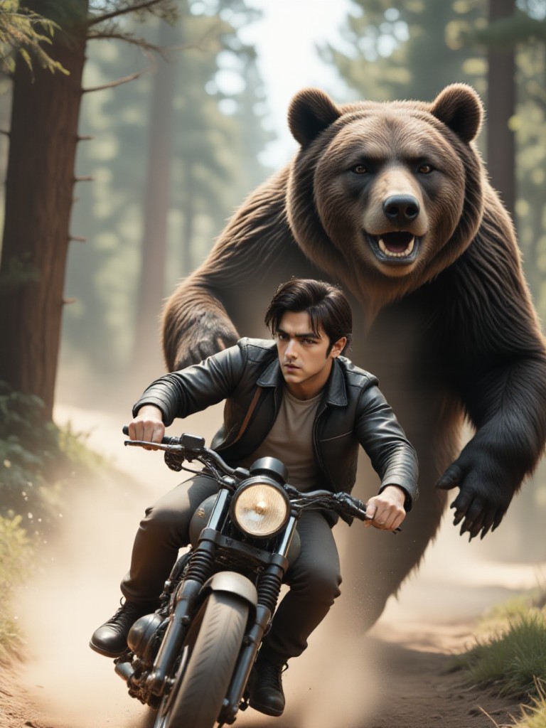 AI Animated version of 'Forest Cry: Motorcycle Escape' image