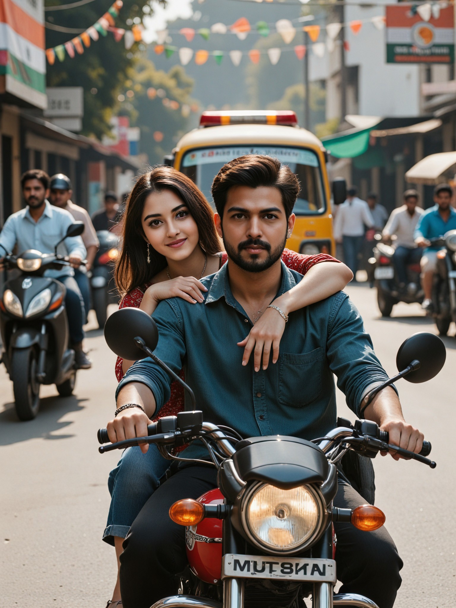 Motorcycle couple image