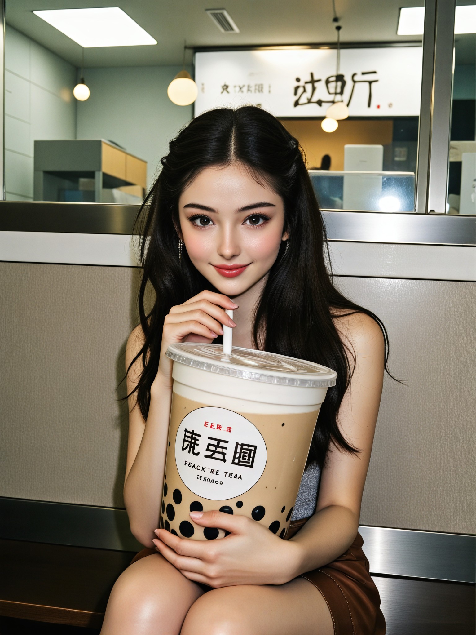 Super large cup of milk tea image