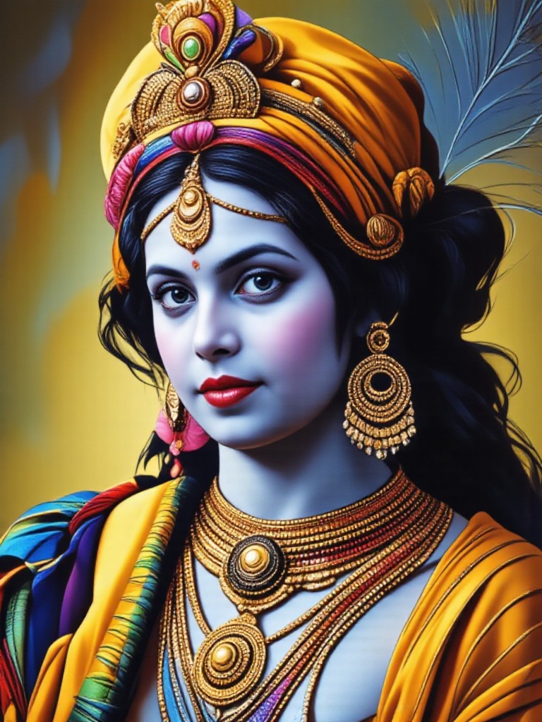 Beautiful woman as krishna  image