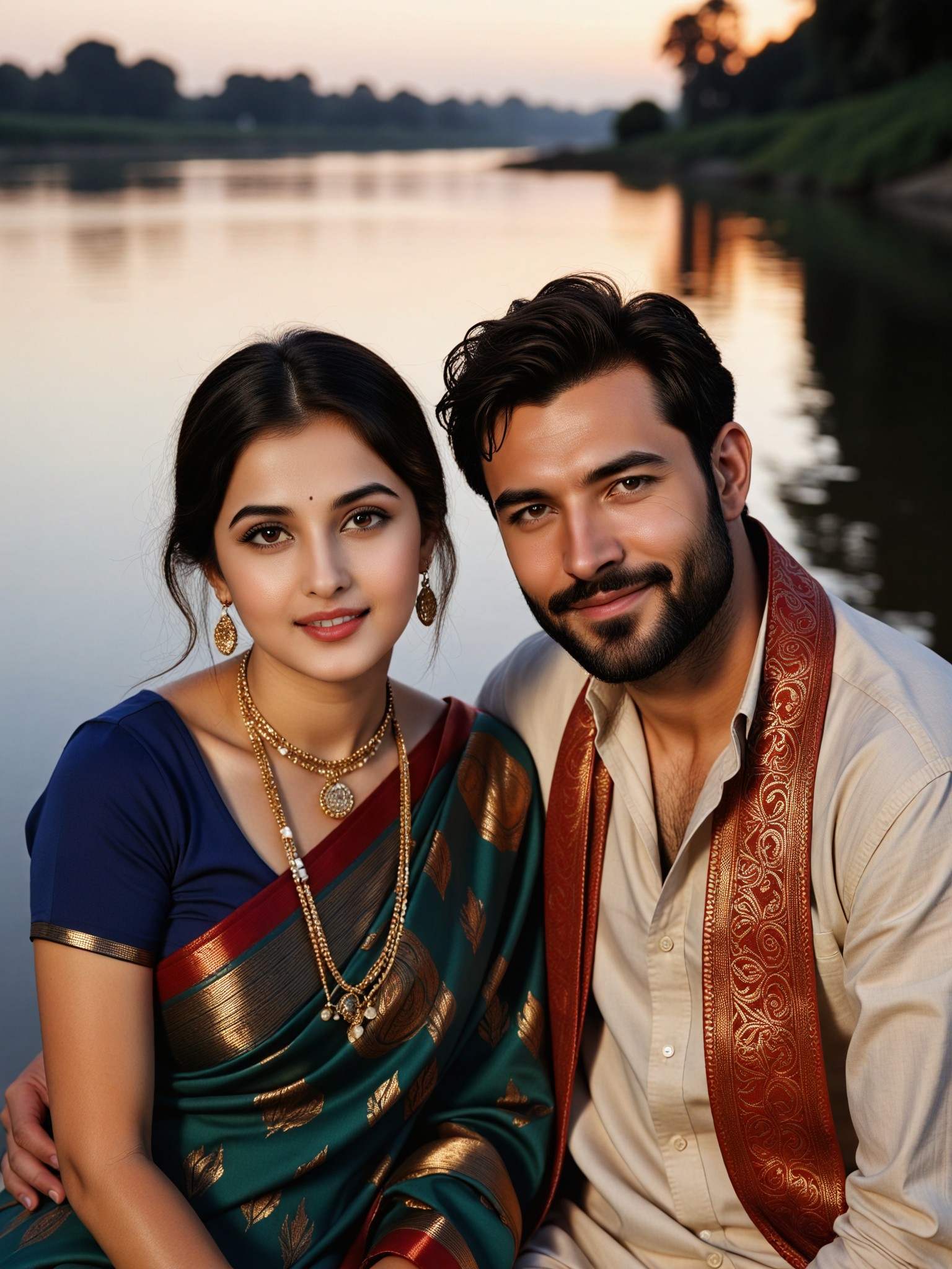 Couple by the river image