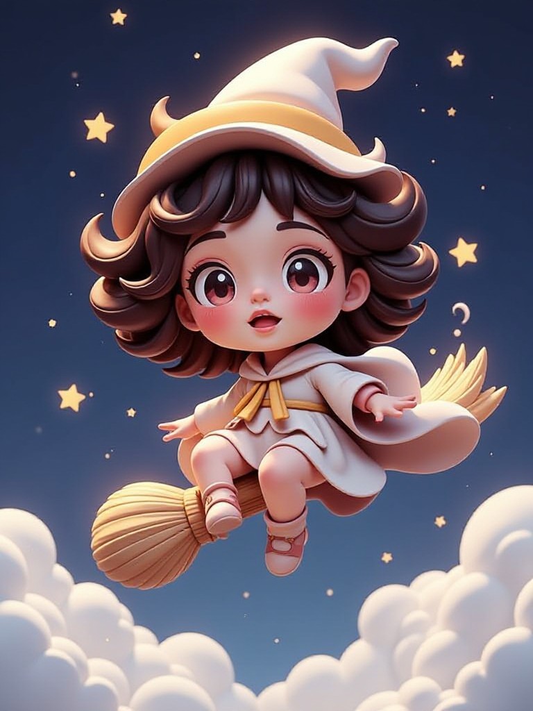 Flying in the sky on a broom image