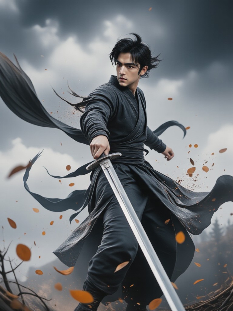 AI Animated version of "Wind Blade Electric Young Hero: Falling Leaves and Thunder" | Wind Blade Lightning Knight · Falling Leaves Attract Thunder image