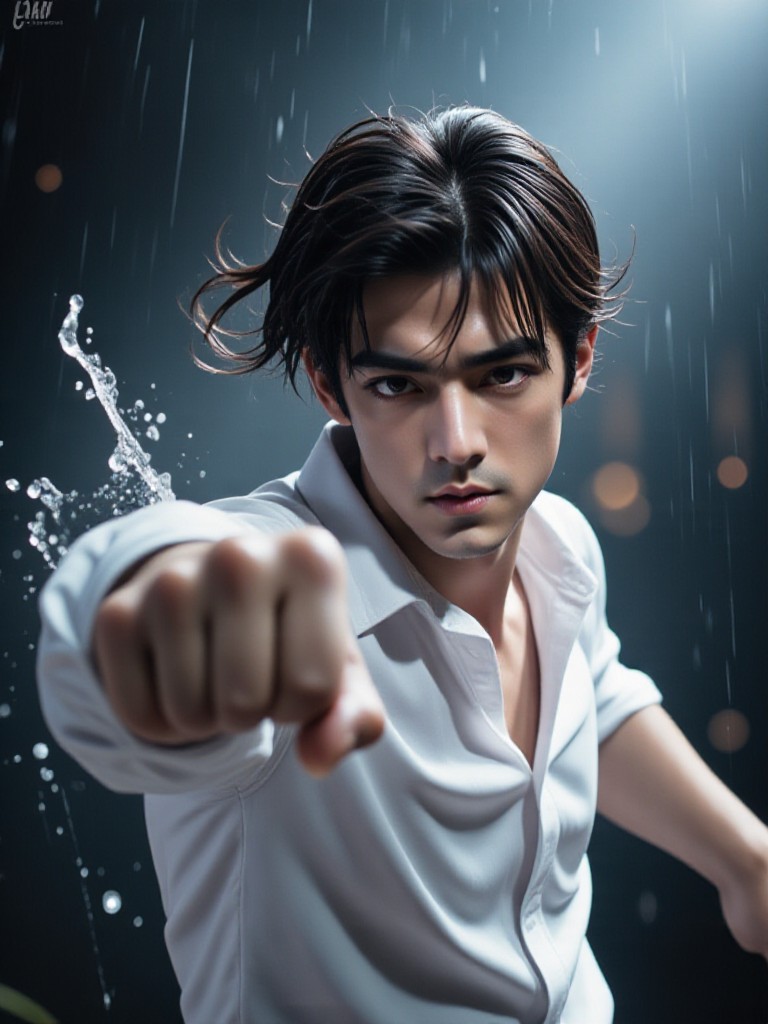 AI Animated version - Fist of the Rain: Explosive Close Up Punch Through the Rain image