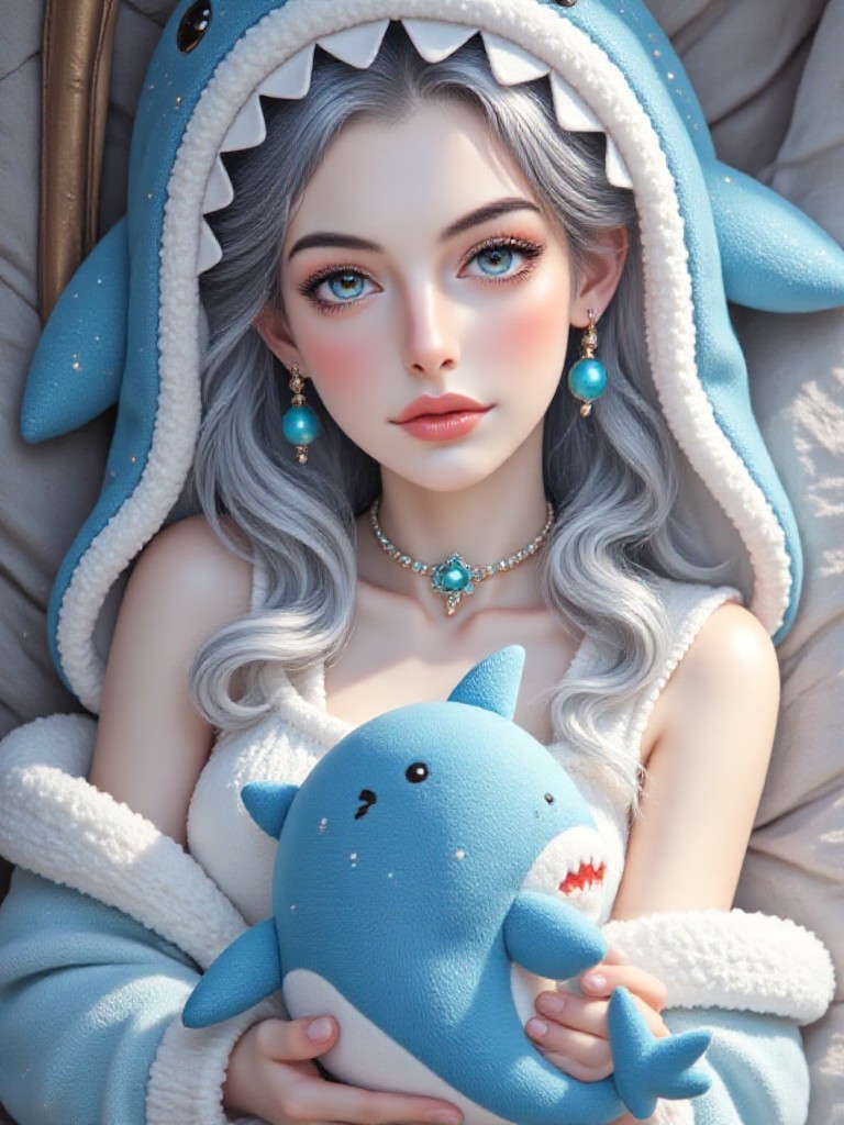 Cute shark costume girl/ Cute Shark Costume Girl image