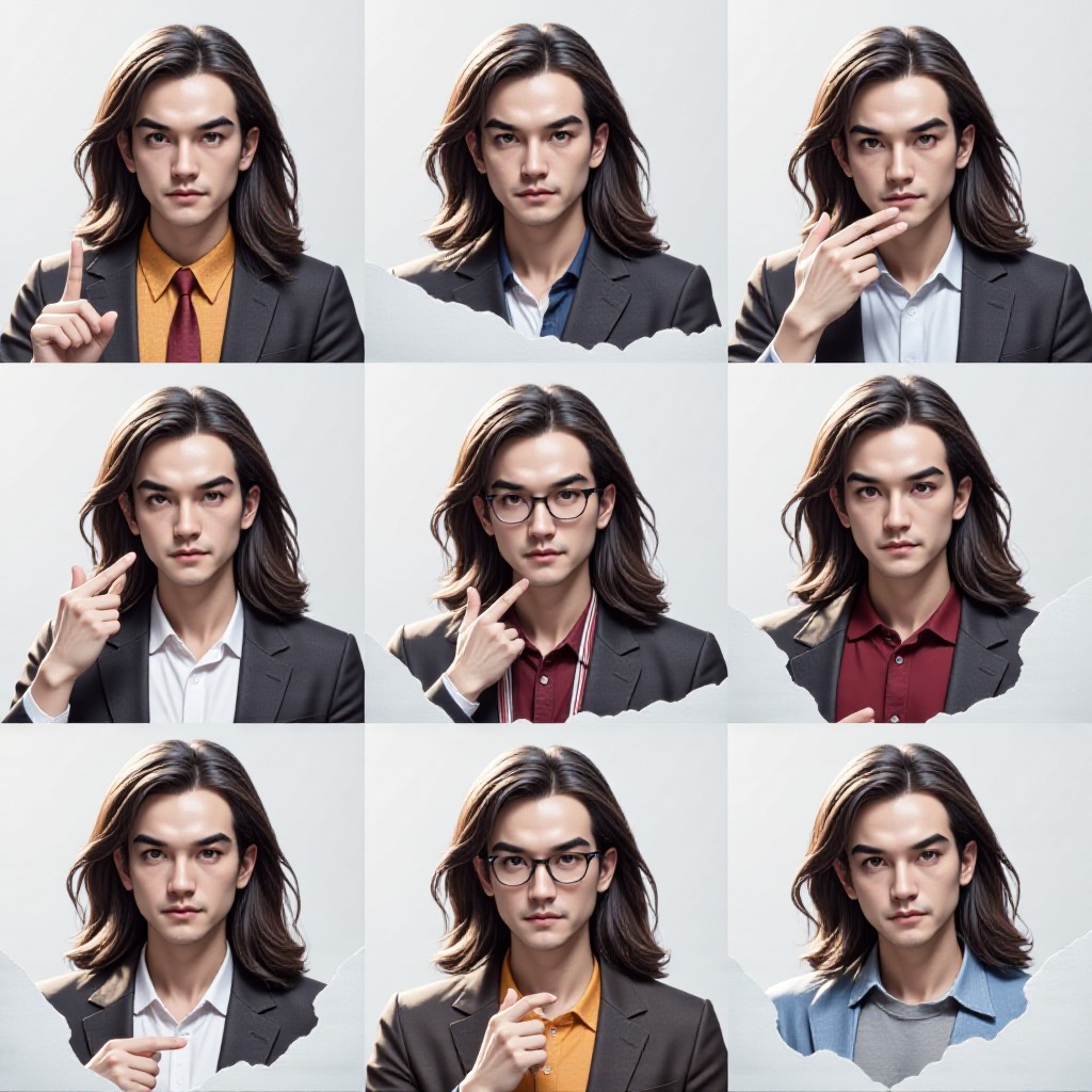 Various facial expressions of a person image