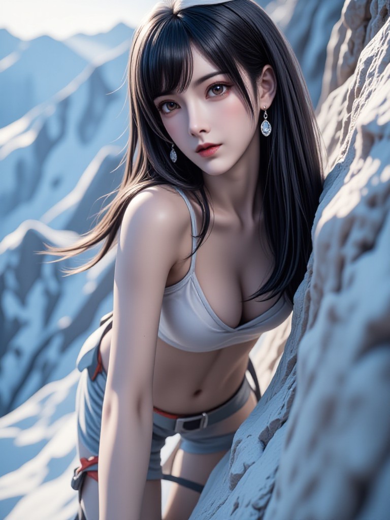 AI Animated version of "Cliff Grip: Climbing Woman" | Master - Realistic Adventure image