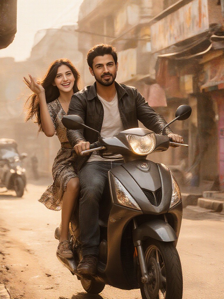 Riding a motorcycle happily image