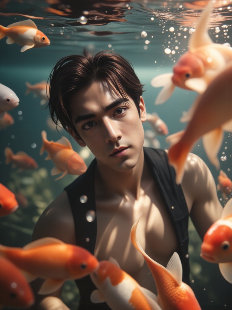 AI Animation - Boys' Edition "Water Light Reflection Dream. Golden Scale Illusion Realm" | Master - Aqua Essence image