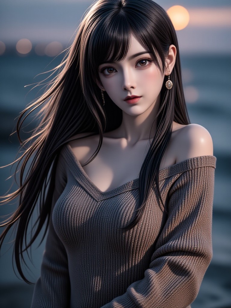 AI Animated version of "Lonely Sea Evening Breeze. Silent Eyes" | Master - Serene image