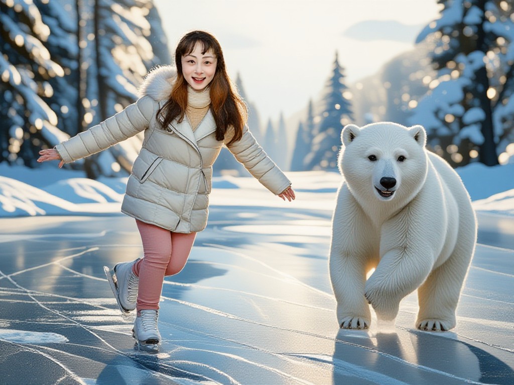 Skating with polar bears image