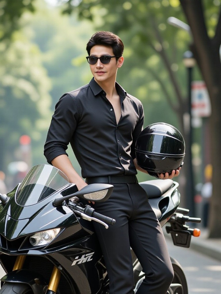 Motorcycle handsome guy image