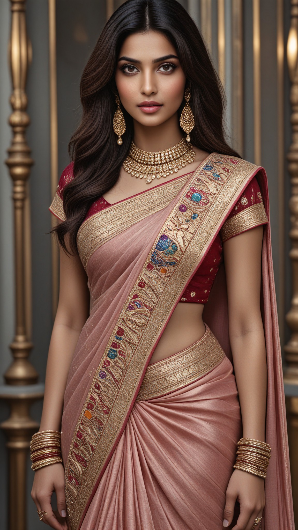 Pink saree image