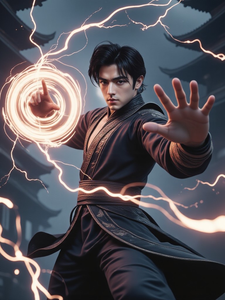 AI Animated version of "Thunder Returns to the Origin: Energy Vortex of Eastern Dark Martial Arts" image
