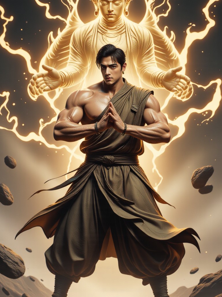 AI Animated version - Master Jueyuan · Golden Buddha's power to descend into the world Master Jueyuan · Power of the Golden Buddha image