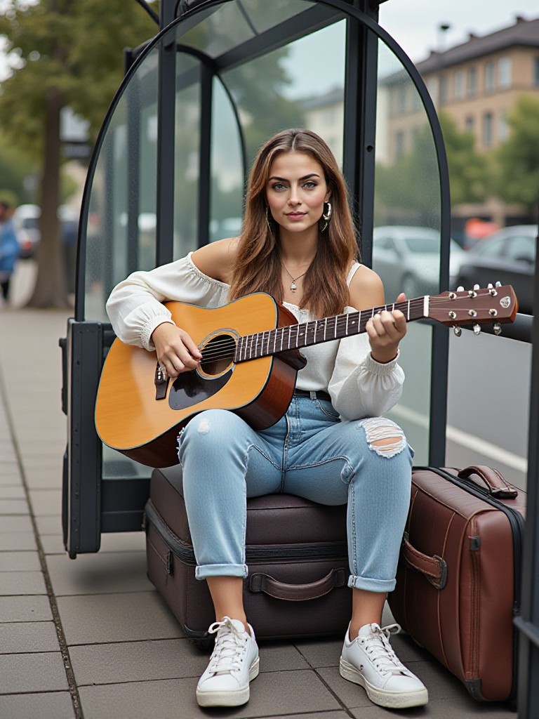 Bus stop blues. image