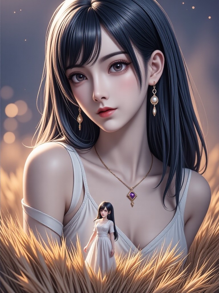 AI Animated version - Twilight Goddess: Double Silhouette Twilight Goddess: Dual Silhouettes image