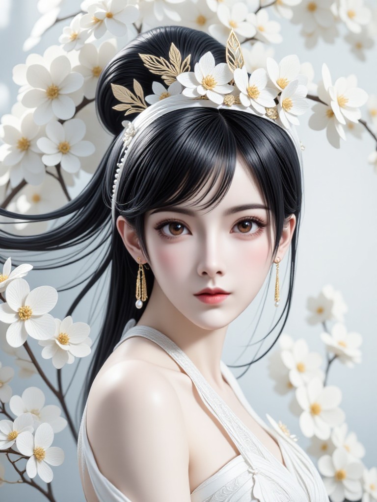 AI Animated version of "Pure White Flower Language: Yanzhi Garden" White Blossom: The Paper Garden) image