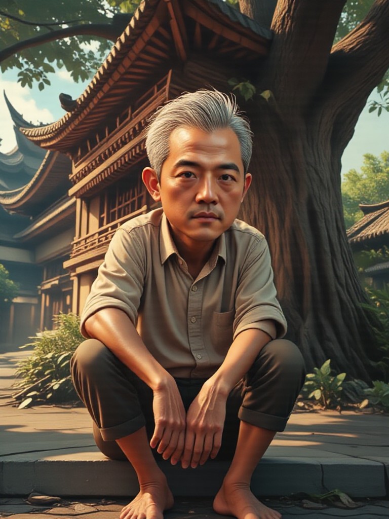 Time traveler under the banyan tree image