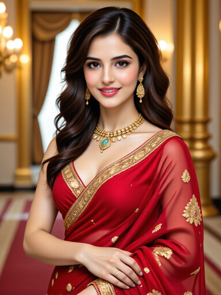 saree-clad beauty image