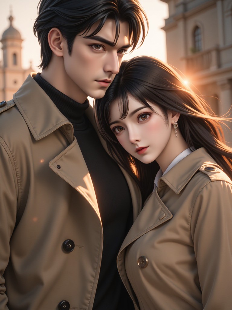 AI Animated multiple script version of 'Lovers at Sunset' image