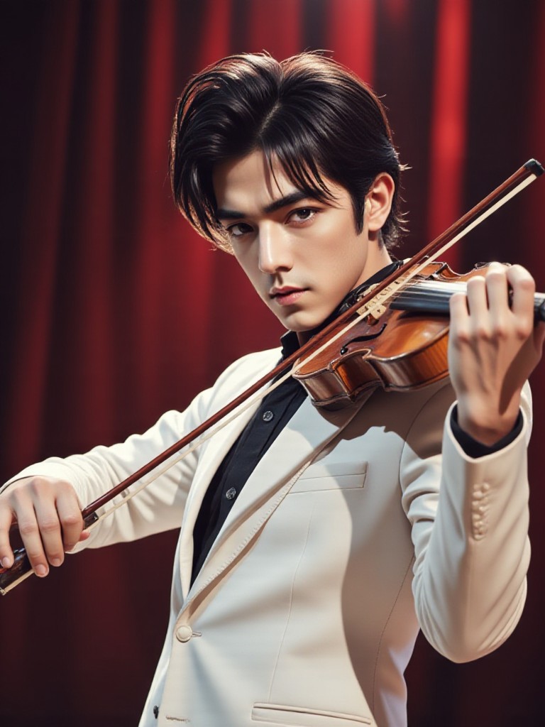 AI Animated multiple script version of 'The Violin Poet on Stage' image