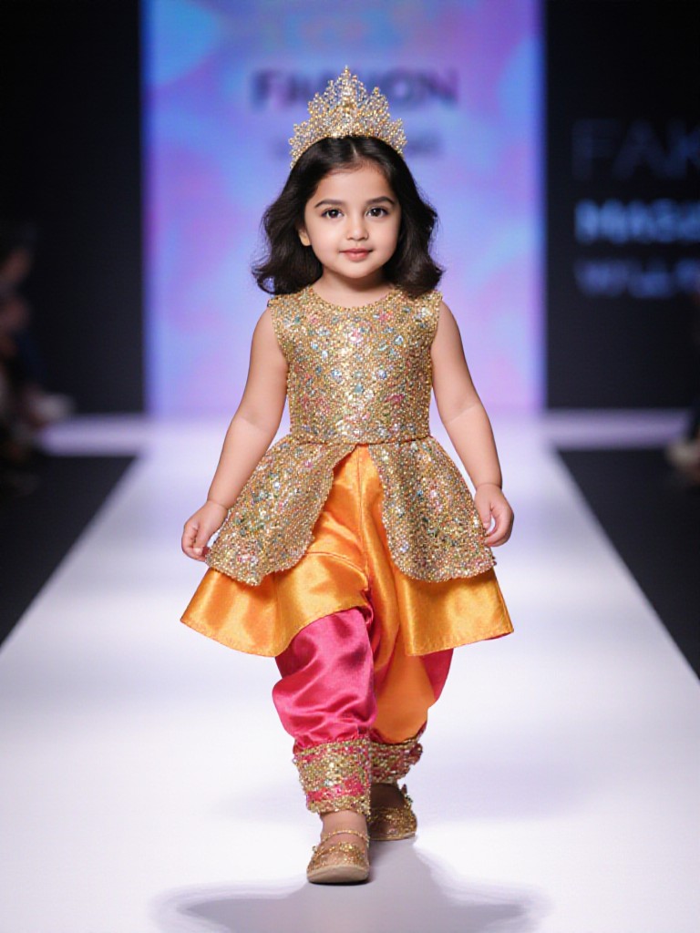 Baby walking on the runway image