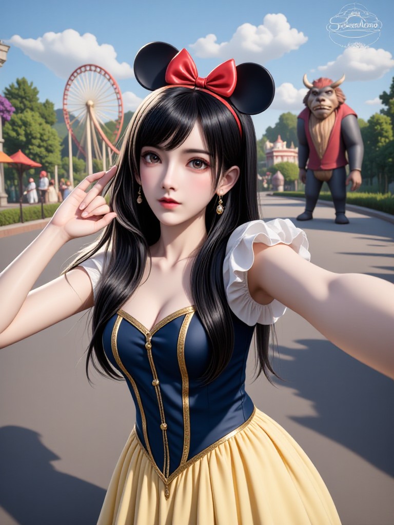 AI Animated multi script version of 'The Smiling Princess at Disneyland' image