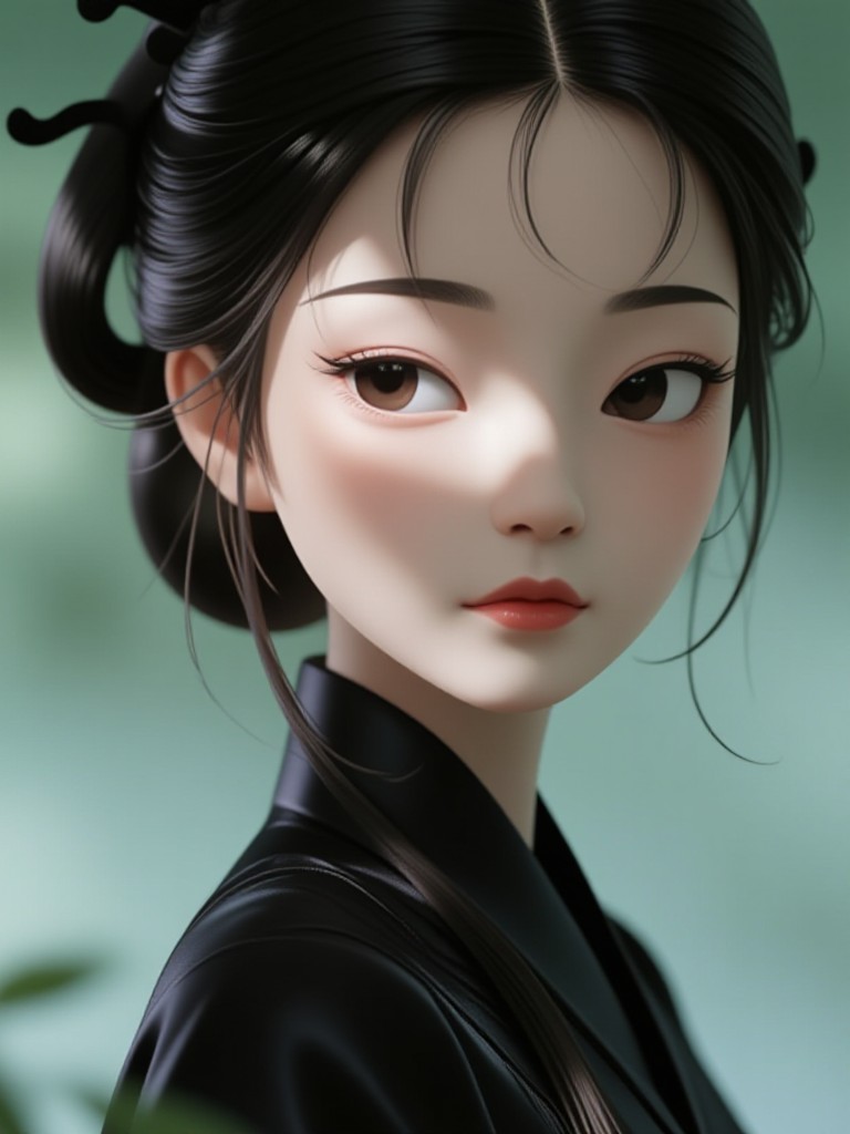 3D antique style women's black clothing image