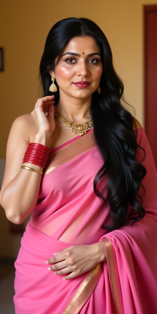 Lady in Pink saree (remix) image