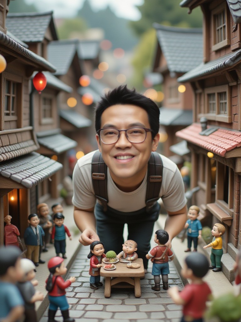 AI The Giant's Visit to the Tiny Village "(remix) image