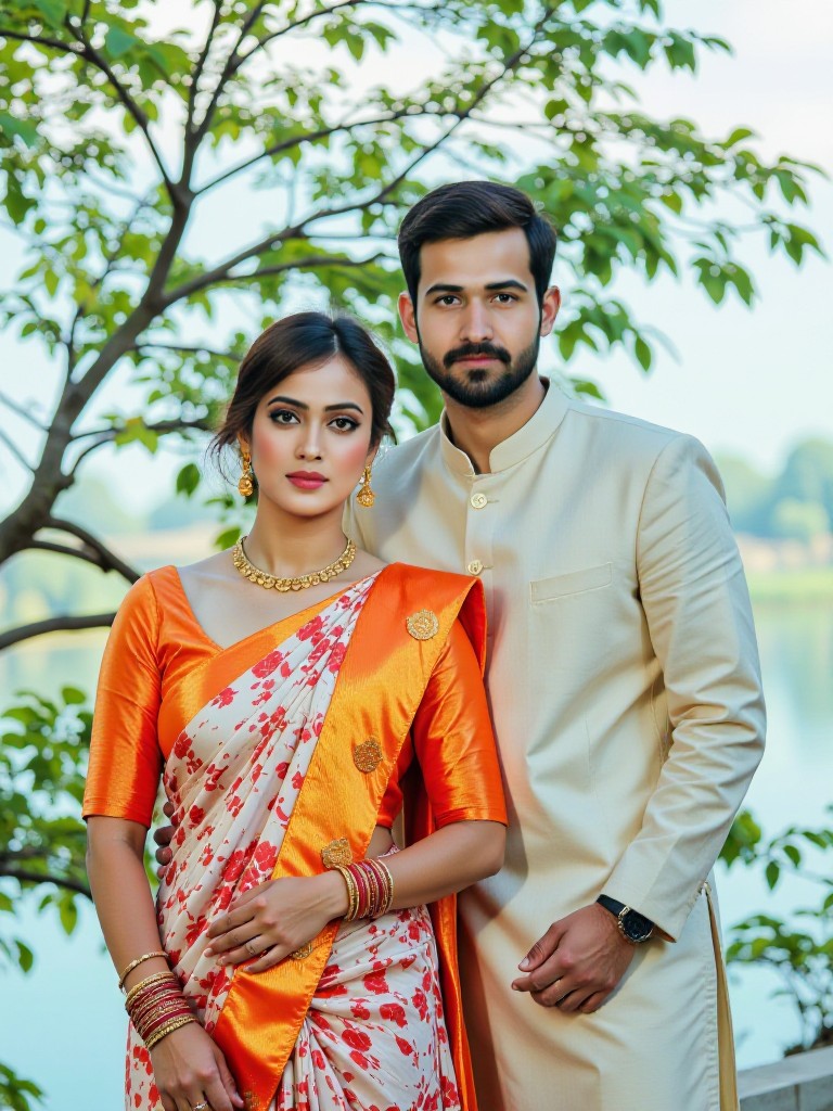 Couple by the river image