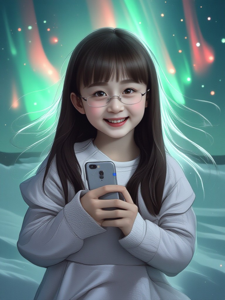 Playing selfies under the Northern Lights image