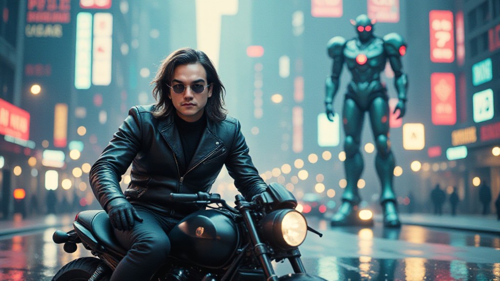 Steel bullet motorcycle rider traveling around the world image