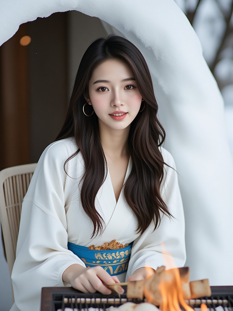 Barbecue skewers in front of the ice cellar image