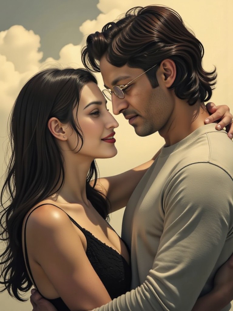 Deep kiss of beautiful couple image