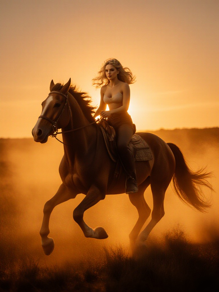 Beautiful ladies Riding the horse.(remix) image