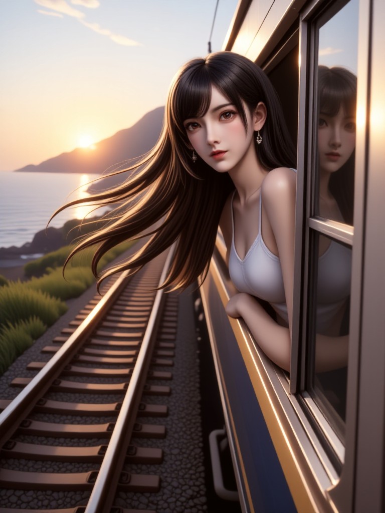 AI Animated Multi Scene Multi Action Edition 🚂✨ Sunset Train Journey 🚂✨ 《Sunset Train Journey》 image