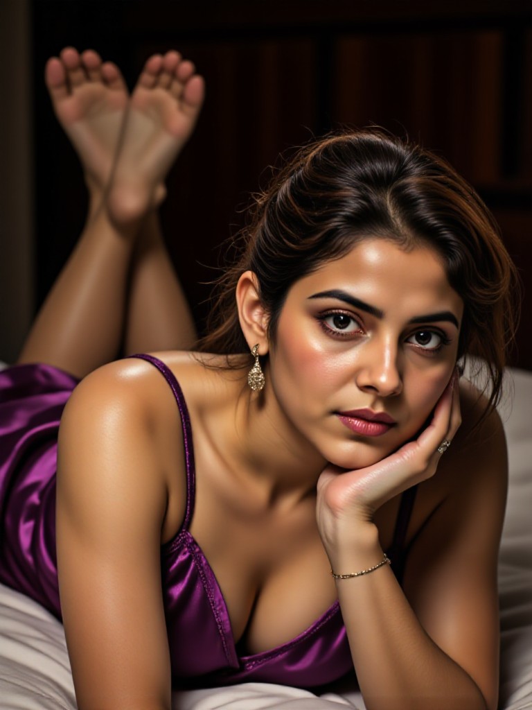 Indian Beauty purple night gown image