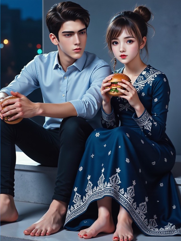 A young couple eating burger🍔❤️🥰video(remix) image