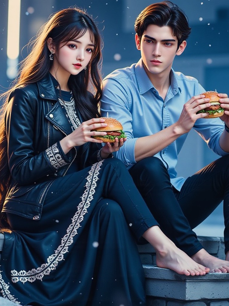 A young couple eating burger🍔❤️🥰video part 1(remix) image