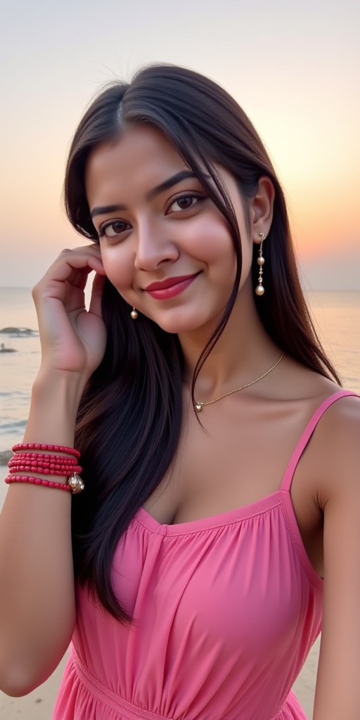 Cute girl selfie in the beach  image