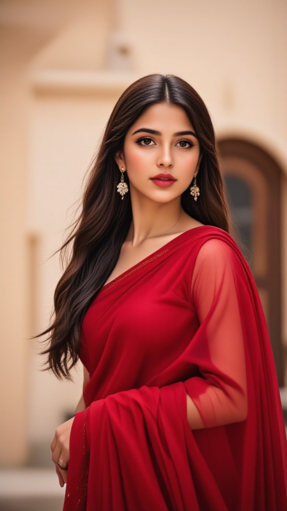 Sexy girl. In red saree 💕only for 18+  image