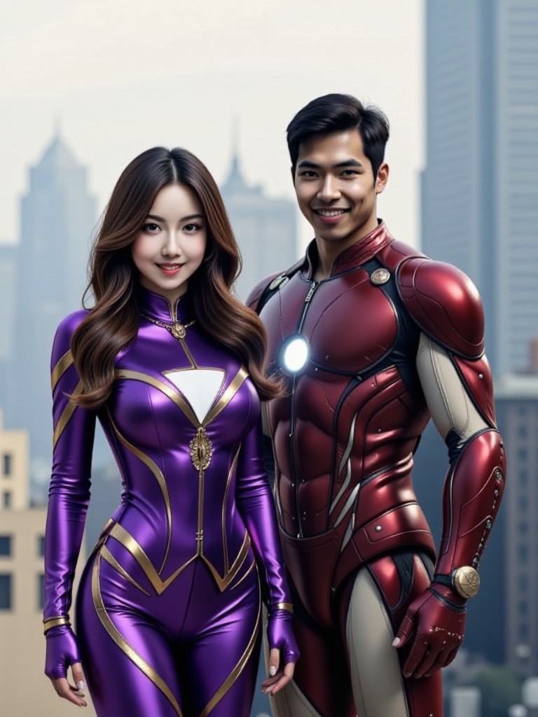 Ironman with Iron Woman 💜❤️(remix) image