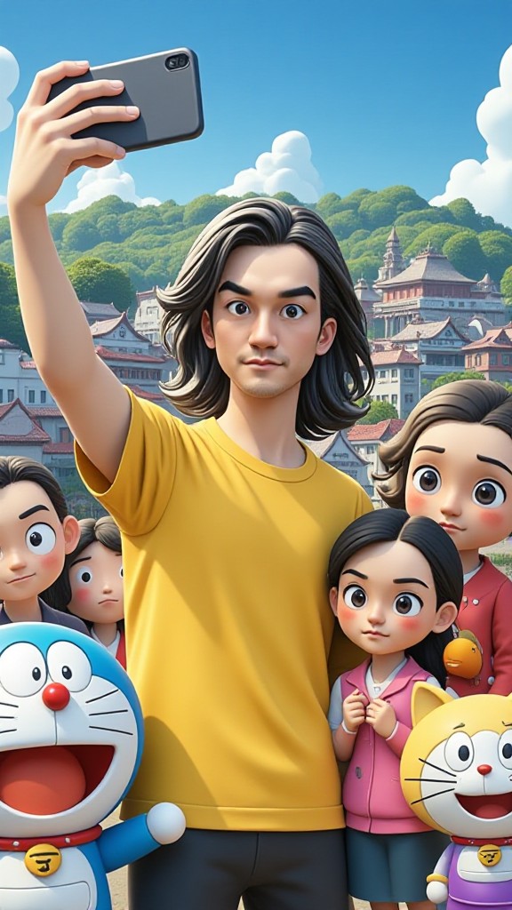Follow Doraemon A Dream actors take selfies and group photos image