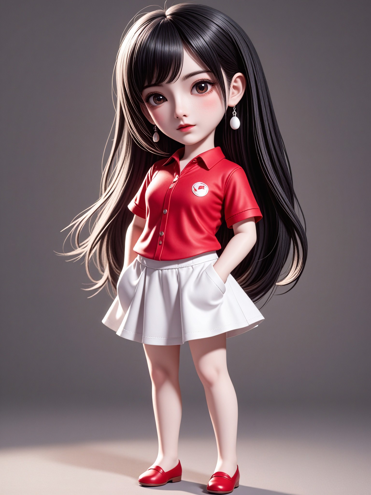 Q Red Cliff Girl - Red Confidence Chibi Boy in Red Confidence image